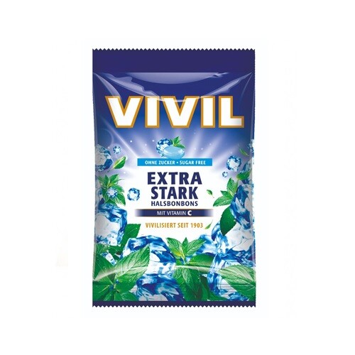 Vivil Extra silný mentol+vitamín C bez cukru 60g Vivil Extra silný mentol+vitamín C bez cukru 60g