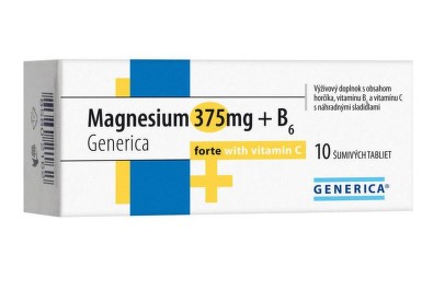 GENERICA Magnesium 375mg+B6 forte+Vit.C eff.tbl.10